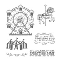 Carousel Birthday Wood-Mount Stamp Set